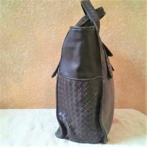 BCBG MAXAZRIA Leather Canvas Laptop Tote Bag NWOT - Picture 3 of 8